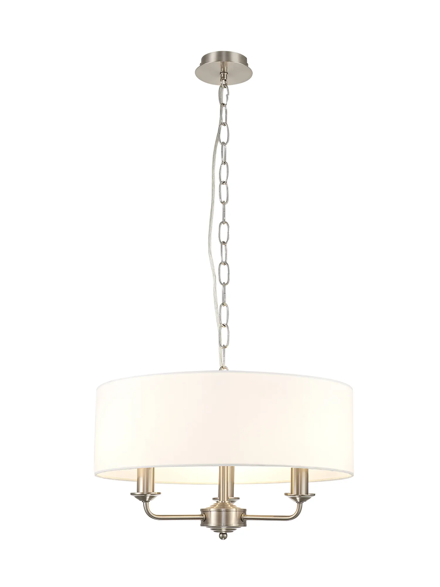 Banyan 45cm 3 Light Pendant Satin Nickel; White